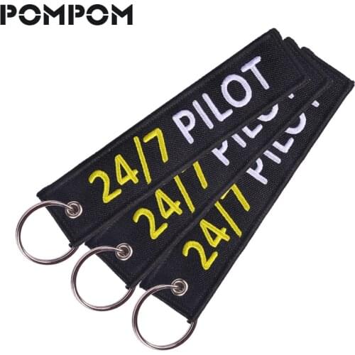 3 PCS/LOT Fashion 24/7 Pilot Keychain for Aviation Lovers Gifts Jewelry Outstanding Embroidery Key Ring Chain Key Tag Keychains