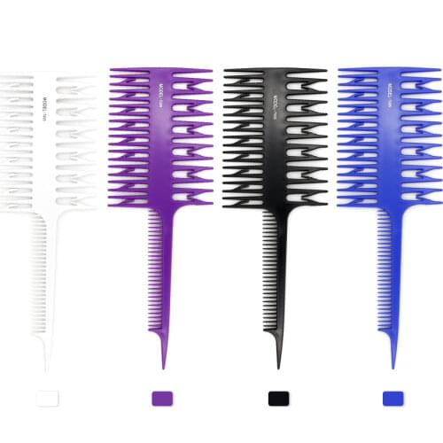 3-Sided Bone Shaped Comb Hair Coloring Dyeing Streaking Tinting Comb Professional Salon Hairdressing