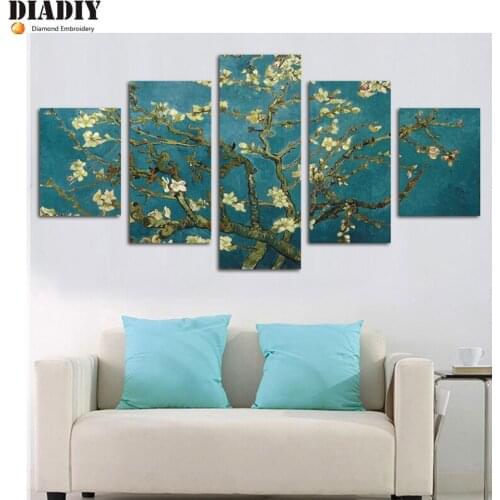 5pc Full Square&round drill 5D DIY Diamond embroidery Abstract Flower Diamond Painting Cross Stitch Rhinestone Mosaic decor gift