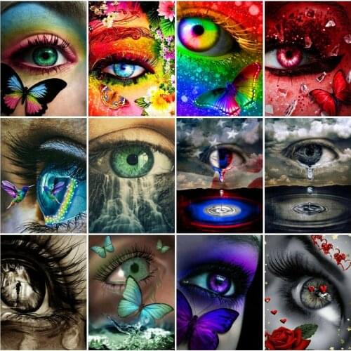 AZQSD Diamond Embroidery Eye Butterfly Mosaic Rhinestones 5D Sale Diamond Painting Portrait Cross Stitch Needlework Home Decor