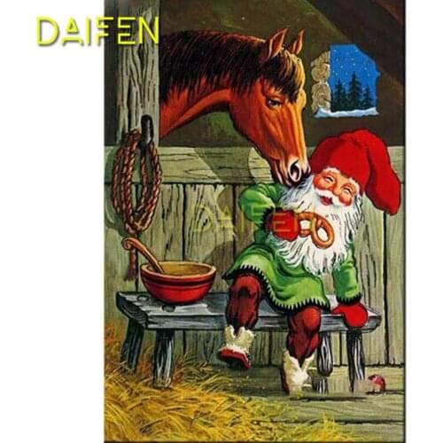 Full Square Diamond embroidery Cross stitch Santa Claus with horse Full Round Diamond painting DIY 3D Diamond mosaic