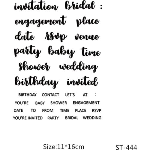 AZSG Wedding Birthday Invitation Word Clear Stamps/Seals For DIY Scrapbooking/Card Making/Album Decorative Silicone Stamp Crafts