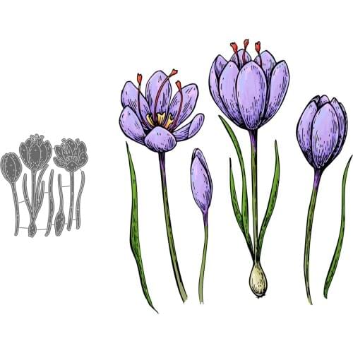 Saffron Flower And Leaves Set Crafting Dies Emboss Stencil For Metal Cutting Dies Diy Die Scrapbooking Paper Cut Latest