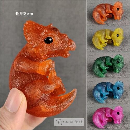 EDAGE Triceratops Baby Transparent Figure Ceratopsidae Dinosaur Toys Animal Collector Decoration Adults Gift