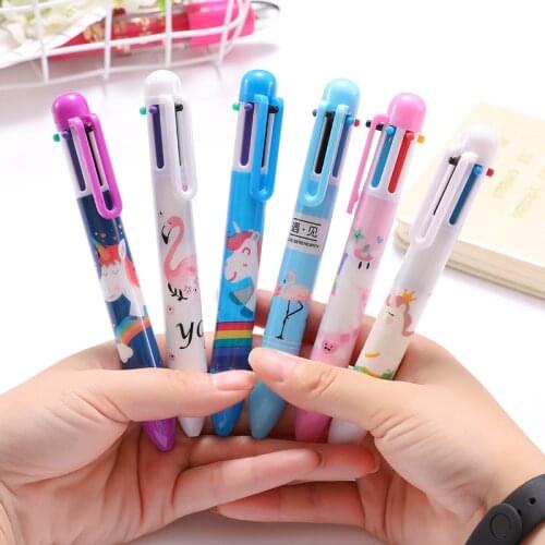 Unicorn Flamingo Lucky Meet You 6 Colors Chunky Ballpoint Pen School Office Supply Gift Stationery Papelaria Escolar