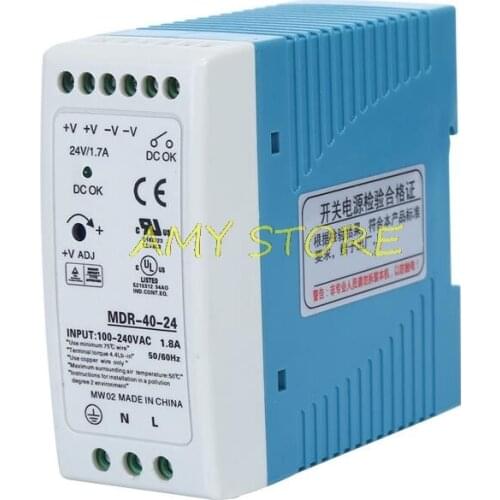 MDR-40 40W Single Output 5V 12V 15V 24VDC Din Rail Switching Power Supply 85-264VAC/120-370VDC Input