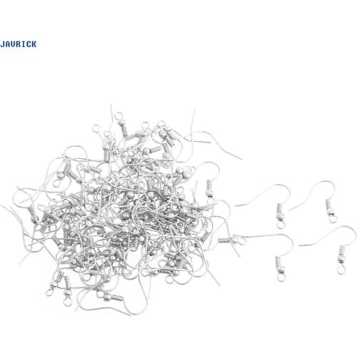 JAVRICK 100 Pcs Earring Hooks Hypo-Allergenic Silver Plated Steel Ear Wires