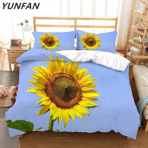 Sunflower 3D Bedding sets twin full queen king Bedcover Quilt Cover Pillow Case 3pcs single double duvet cover sets bedclothes