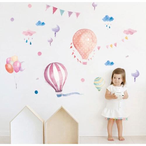Colorful balloons flag animals rain wall stickers home decor living room nursery cartoon wall decals pvc mural art diy poster