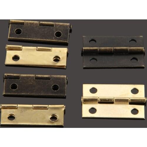 24*16mm Furniture Hinges Cabinet Drawer Door Butt Hinge Antique Bronze/Gold Decorative Hinges For Jewelry Box+Screws 10Pcs