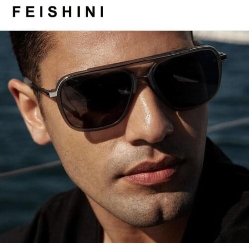 FEISHINI 2020 Fashion Cool Men Square Lancier Style Sunglasses Vintage ins Luxury Brand Design Sun Glasses Oculos
