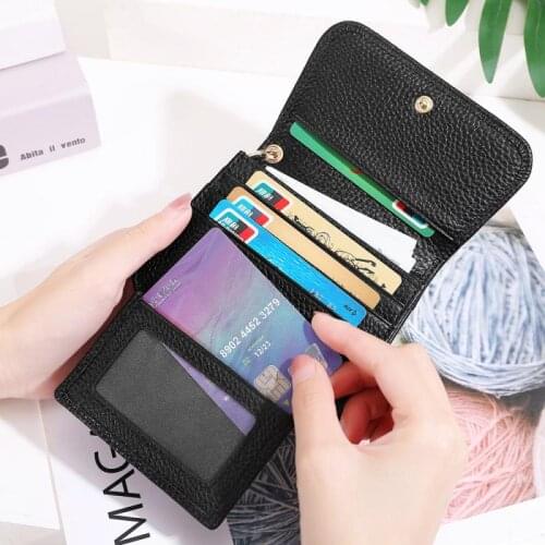 Bycobecy Genuine Leather Fashion Women Wallet Small Credit Card Holder Zipper Coin Cash Purse Money Travel Short Pocket handbags