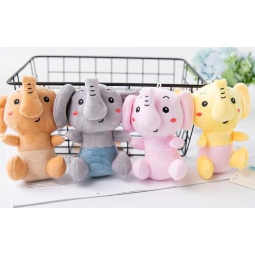 Cartoon elephant doll pendant Accessories funny plush doll Baby bed bag decoration 12cm cute Keychain kids Couples wedding gift