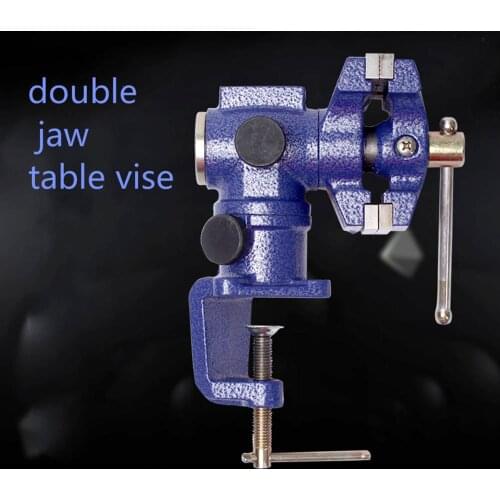 Table Vise Vice Light Duty Mechanic Clamp-on Table Vise 360 Degree Swivel Base Cast Iron Table Top Clamp Double Jaw Table Vise