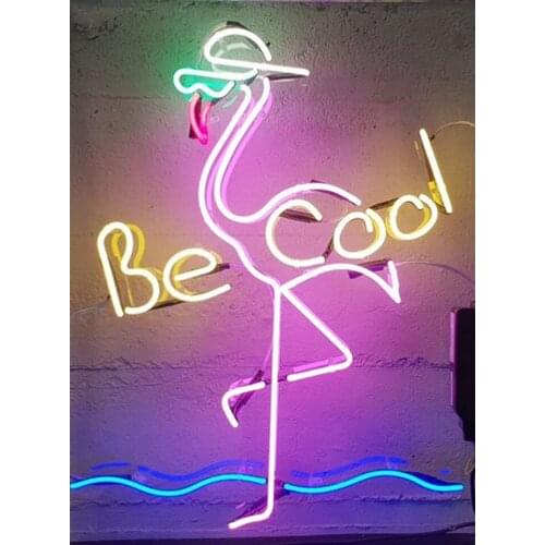 Neon Sign For cool flamingo Glass Tube Commercial pink Lamps resterant Light Bulbs Display Enseign Lumineuse Bar neon sign logo