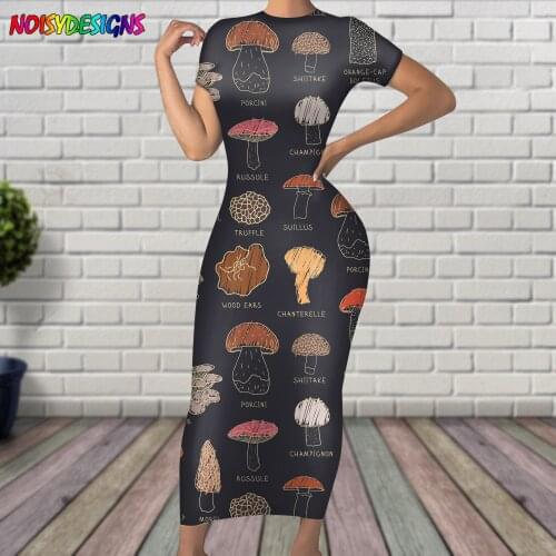 NOISYDESIGNS Custom Summer Dress Women Aesthetic Graphic Mushroom Printing Sundress Dress Elegant 2021Casual Vestidos