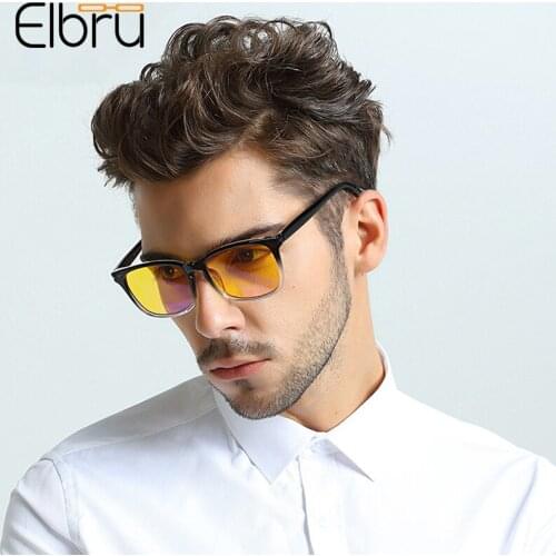 Elbru Anti-radiation Clear Lens Glasses Frame Anti-blue Light Reading Glasses Antifatigue Men Women Ultralight Computer Goggles