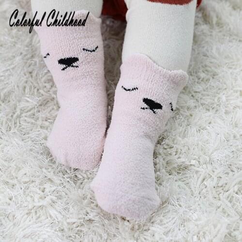 Autumn Winter New Style Boys And Girls Warm Soft Coral Fleece Socks Baby Floor Sleep Socks Bebe Vestidos Childrens Clothing