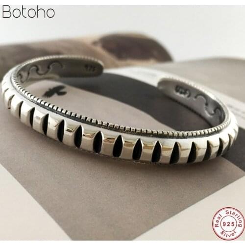 Opening Solid Silver colour 925 Men Bracelet Thick Band Gear Cuff Bangle Brief Design Real Sterling Silvercolour 925 Men Jewelry