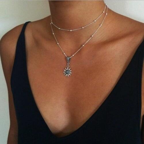 Silver color Choker Necklace for women sunflower star Pendant Chain Necklaces & Pendants Laces velvet chokers Fashion Jewelry