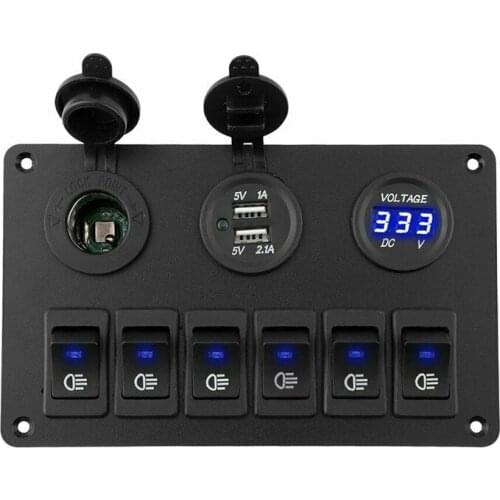 6 Gang LED Car Switch Panel 12V 24V Circuit Breakers Overload Protect Boat Rocker Switch Control Panel Set