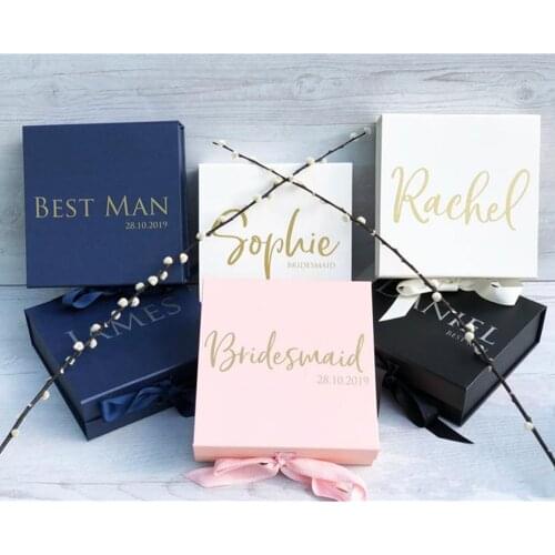 Personalize name text will you Be my Bridesmaid Proposal Boxes, Personalised Maid of Honour Wedding Gift Real Foil Printed Box