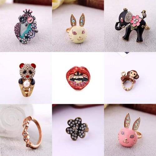 Clearance Sale Vintage Gold Color Rings Free Size Acrylic Crystal Indian Collection New For Women Fashion Jewelry Special Price