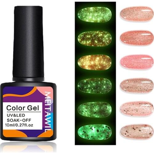 Rose Gold Luminous Glitter Sequins Nail Gel Fluorescent Neon Effect Nail Art Wire Shiny Sequins UV Gel Soak Off Gel Polish