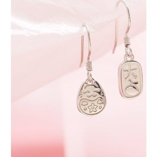 Drop Earrings Lucky Cat Asymmetrical For Women Creative Fashion Simple Hot New Trendy Girl Wedding Jewelry Accessories BOYULIGE