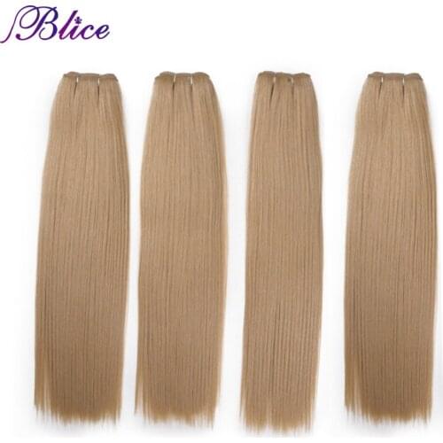 Blice Synthetic Hair Extensions 4 Pieces/Lot 16 Inch #16 Yaki Straight Hair Weaving Long Length 100g/Piece All Colors Available