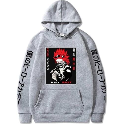 SUNOWE 2021 Anime Harajuku My Hero Academia Hoodie Unisex Hoodies Kirishima Eijirou Printed Mens Hoodie Sweatshirts