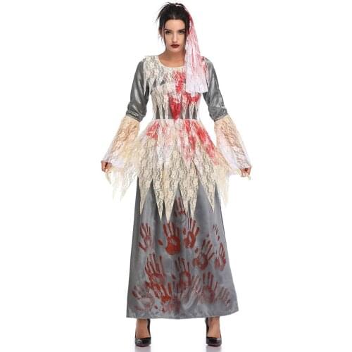Umorden Horror Zombie Bloody Killer Bride Palm Scary Fantasia Women Halloween Costumes Cosplay