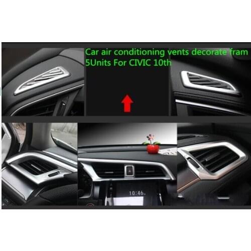 Higher star ABS chrome 5units Car air conditioning vents decorate frame,air outlet decoration cover for Honda CIVIC 2016