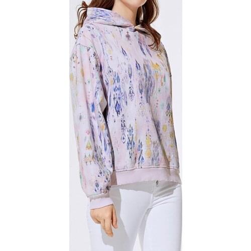 Women Abstract Painted Casual Hoodies 2021 Spring New Fashion Long Sleeve Hooded Sweatshirt Pullover Tops