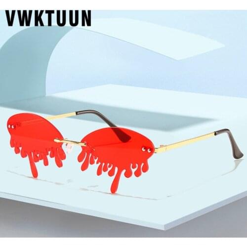VWKTUUN Rimless Sunglasses Woman Colorful Tears Shaped Glasses UV400 Driving Driver Shades Women Sunglasses Sexy Sun glasses