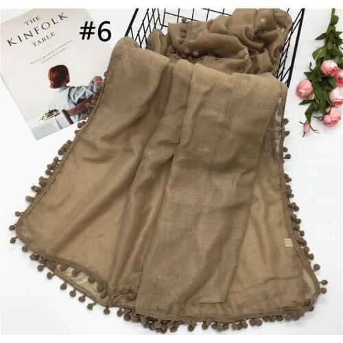 Women Plain Pom Pom Chain Viscose Scarf Popular Ball Shawls Muslim Hijab Wraps Fashion Headband Scarves/scarf 13 Colors 180*80Cm