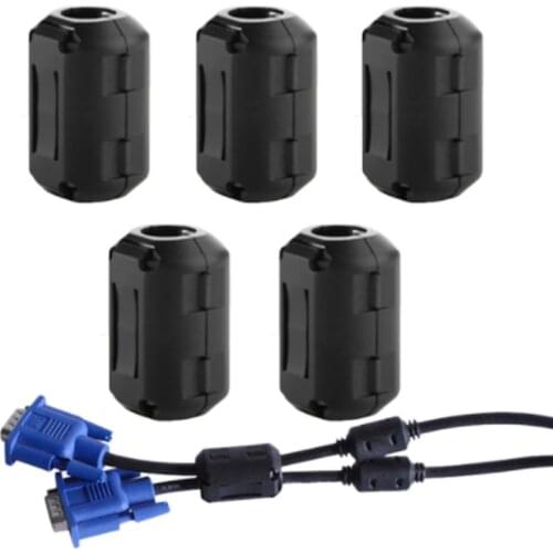 1/3Pcs 5MM Black Plastic Clip On EMI RFI Noise Suppressor Cable Ferrite Core Filters Removable