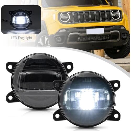 2X LED Smoked Lens Xenon White Fog Light Kit For Jeep Renegade 15-21 Cherokee KL 14-18 Jeep Compass 17-21 Driving Fog lamp