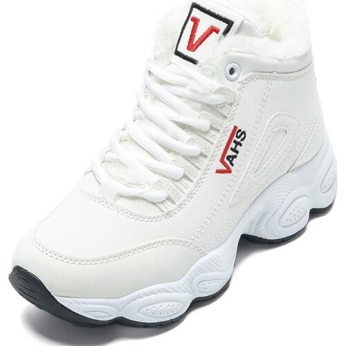 2020 New Autumn Sneakers Woman Vulcanized Shoes Suede Female PU Leather Outdoor Lace-Up Plus Hair Thicken Sneakers Women Size 41