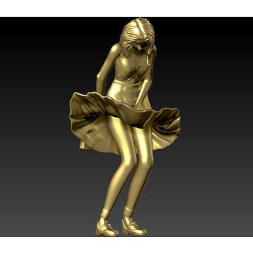 3D carved figure sculpture 3d model for cnc machine in STL file format Woman in the wind