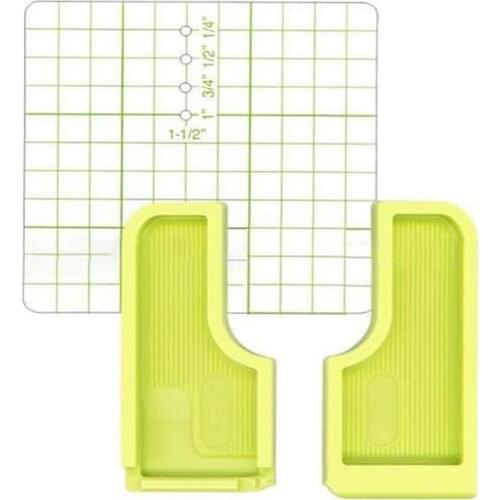 6-in-1 Stick 'n Stitch Guide Green Sewing Seam Guide Positioning Plate Plastic Sheet for Needlecrafts Stitching Sewing Tools
