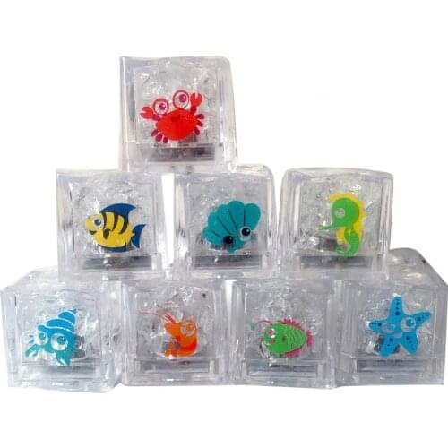 8Pcs Kids Bathing Luminous Ice Cubes Cute Animal Print Colorful LED Light Toy Ice Cubes Glowing Party Ball For Kids Bathing Toys