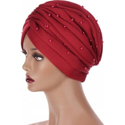 African Head Wraps For Women Plain Hijab With Beading Full Cover Inner Hijab Caps Fashion Draped Africa Headtie Headscarf Bonnet