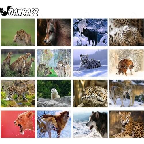 Leopard Diamond Painted Numbers Animal Wolf Mosaic Kit Cross Stitch Embroidery 5D Diy Hand-Inlaid Wall Decoration Design