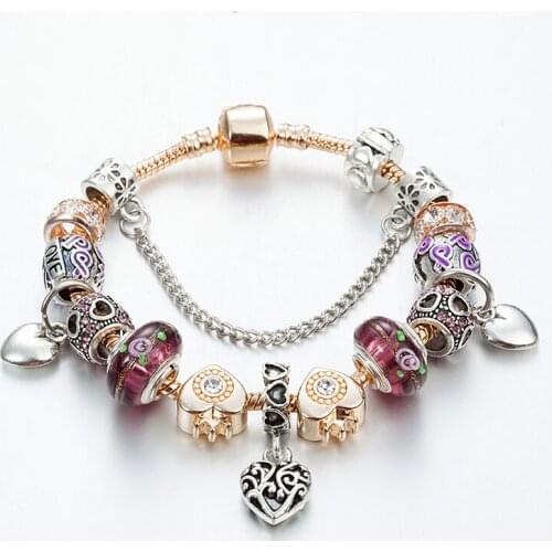 ANNAPAER 2019 Original Heart Charm Bracelet Bangle Silver Color Heart Fit Original Bead Bracelet for Women Jewelery Gift B16131