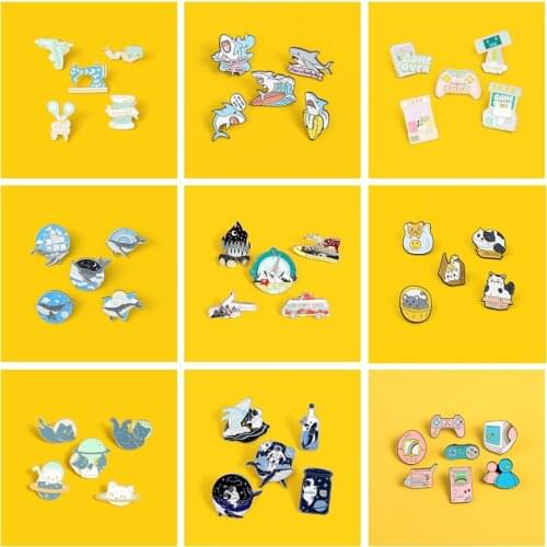 9Set Wild Hiking Enamel Pin Astronauts Cartoons Suit Button Cute Badges Brooches Exquisite Gift for Women Men Outdoorsy