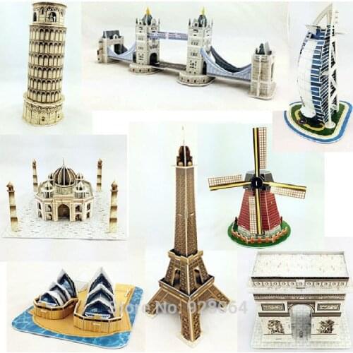 Paper 3D Puzzle Kids Educational Toys DIY Puzzles baby toys For Children House Castle Famous Building model kids