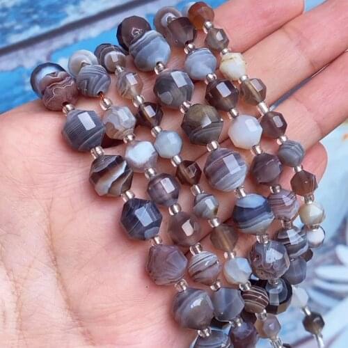 Natural Stone OIive Shape Faceted Persian Agates Bead 6 8 10mm Loose Spacer Onyx Beads For Jewelry Making Findings Bracelets