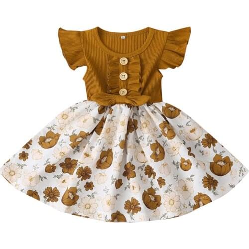 Childrens Dress Girls Party Dress Childrens Clothing Summer Girl Short-sleeved Pure cotton Floral Chiffon Dress Girls Dress 45