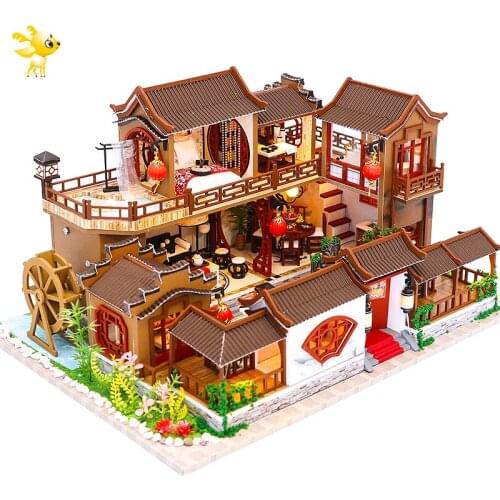 DIY-KIT Kids Toys Dollhouse With Furniture Assemble Wooden Miniature Doll House Diy Dollhouse Puzzle Toys For Children L905